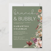 Brunch und Bubbly Modern Script Boho Brautparty Einladung (Vorderseite)