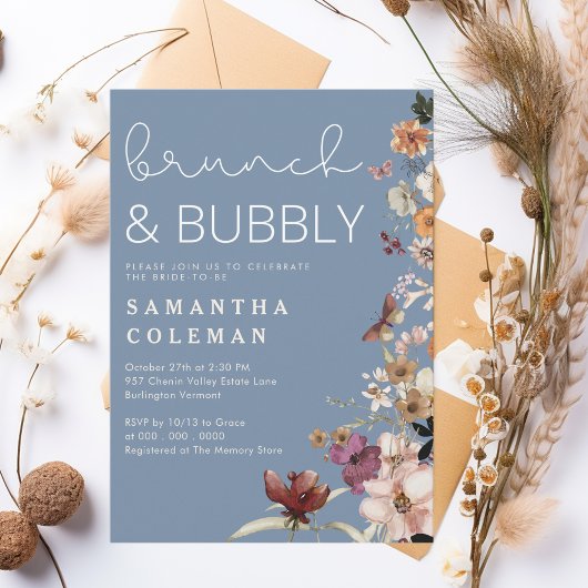Brunch und Bubbly Modern Script Boho Brautparty Einladung