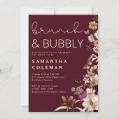 Brunch und Bubbly Modern Script Boho Brautparty Einladung (Vorderseite)