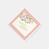 Brunch und Bubbly Napkin - Gold Txt Pink Dots Serviette (Ecke)