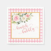 Brunch und Bubbly Napkin - Pink Text Gingham Serviette (Vorderseite)