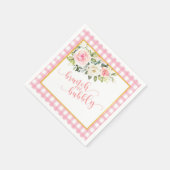 Brunch und Bubbly Napkin - Pink Text Gingham Serviette (Ecke)