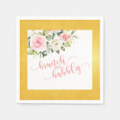 Brunch und Bubbly Napkin - Rosa Text Gold Border Serviette (Vorderseite)