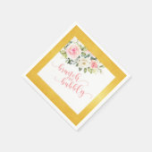 Brunch und Bubbly Napkin - Rosa Text Gold Border Serviette (Ecke)
