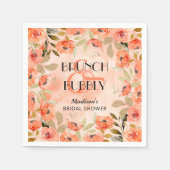 Brunch und Bubbly Orange Blume Brautparty Serviette (Vorderseite)