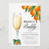 Brunch und Bubbly Orange Brautparty Einladung (Vorne/Hinten)