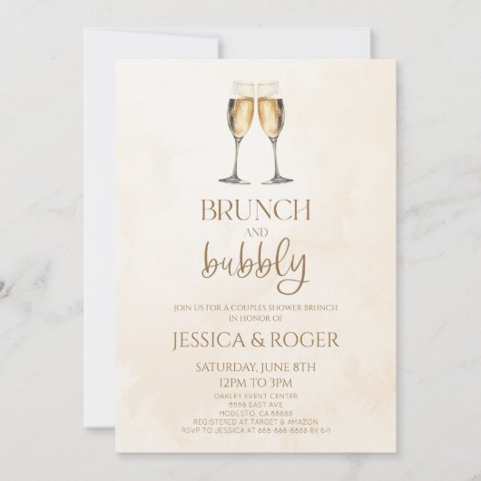 Brunch und Bubbly Paare Polterabend Brunch Einladung (Vorderseite)