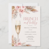 Brunch und Bubbly Pampas Grass Brautparty Einladung (Vorderseite)