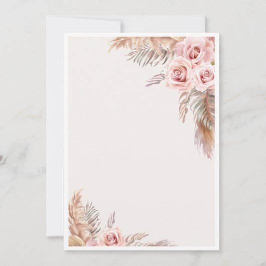 Brunch und Bubbly Pampas Grass Brautparty Einladung (Rückseite)