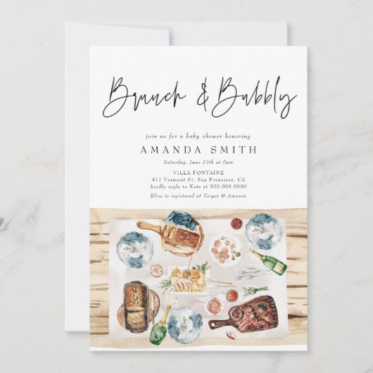 Brunch und Bubbly Picnic GRILLEN Red Kariert Baby Einladung (Vorderseite)