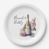 Brunch und Bubbly Pink Brautparty Pappteller (Vorderseite)