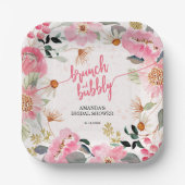 Brunch und Bubbly Pink Brautparty Pappteller (Vorderseite)