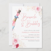 Brunch und Bubbly Pink Champagne Einladung (Vorderseite)