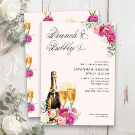 Brunch und Bubbly Pink Champagner Brautparty Einladung