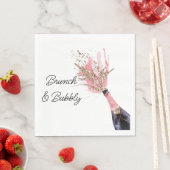 Brunch und Bubbly Pink Champagner Brautparty Serviette (Beispiel)