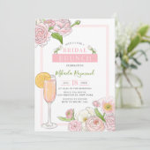 Brunch und Bubbly | Pink Floral Bridal Brunch Einladung (Stehend Vorderseite)