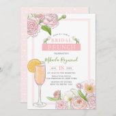 Brunch und Bubbly | Pink Floral Bridal Brunch Einladung (Vorne/Hinten)