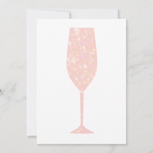 Brunch und Bubbly Pink Glitzer Champagner Glass Einladung (Rückseite)
