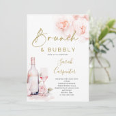 Brunch und Bubbly Prosecco Brautparty Einladung (Stehend Vorderseite)