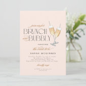 Brunch und Bubbly Prosecco Champagner-Dusche einla Einladung (Stehend Vorderseite)