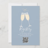 Brunch und Bubbly QR-Code Dusty Blue Brautparty Einladung (Rückseite)
