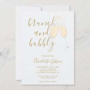 Brunch und Bubbly QR-Code Gold-Brautjunggesellinne Einladung
