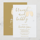 Brunch und Bubbly QR-Code Gold-Brautjunggesellinne Einladung (Vorne/Hinten)