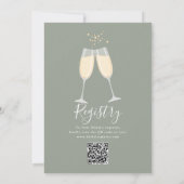 Brunch und Bubbly QR-Code Sage Grünes Brautbad Einladung (Rückseite)