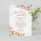 Brunch und Bubbly REAL ROSE GOLD Brautparty Folieneinladung (Stehend vorne)