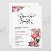 Brunch und Bubbly | Rosa Cocktail Einladung (Vorne/Hinten)