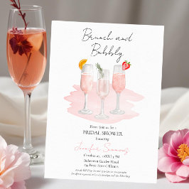 Brunch und Bubbly | Rosa Cocktails Brautparty Einladung