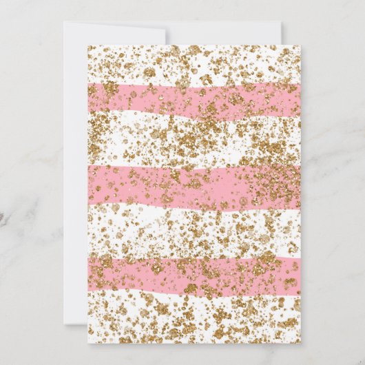 Brunch und Bubbly rosa Streifen Glitzer Einladung (Rückseite)