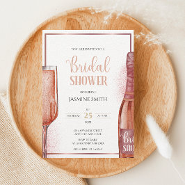 Brunch und Bubbly Rose Gold Prosecco Brautparty Einladung