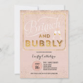 Brunch und Bubbly Rose Gold Shower Einladungen (Vorderseite)