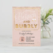 Brunch und Bubbly Rose Gold Shower Einladungen (Stehend Vorderseite)