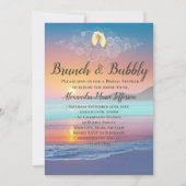 Brunch und Bubbly Sand Hearts Beach Brautparty Einladung (Vorderseite)
