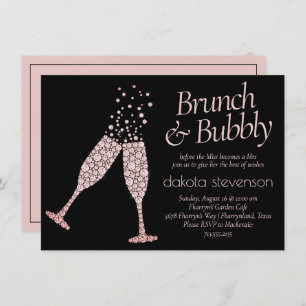 Brunch und Bubbly Schwarz-Rosa-Dusche Einladung