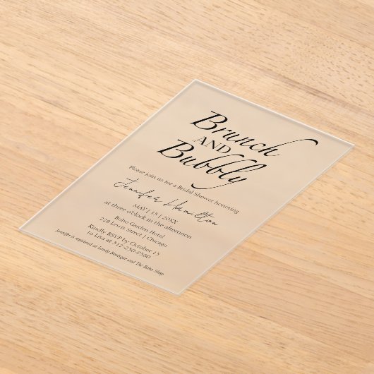 Brunch und Bubbly | Schwarz-Weiß-Brautparty Acryleinladungen (Ablage )