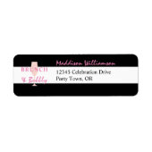 Brunch und Bubbly Schwarzweiß-Rücksendeadresse (Vorne)