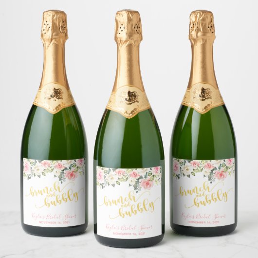 Brunch und Bubbly Sparkling Wine Label - Gold Text Schaumweinetikett (Flaschen)