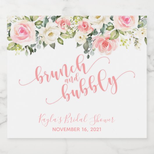 Brunch und Bubbly Sparkling Wine Label - Rosa Text Schaumweinetikett (Einzelnes Label)