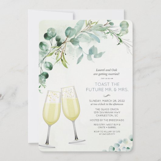 Brunch und Bubbly Verlobung Einladung (Vorderseite)