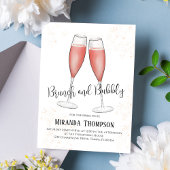 Brunch und Bubbly Watercolor Pink Brautparty Einladung