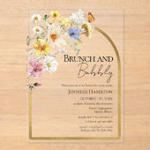 Brunch und Bubbly | Wildblume Boho Brautparty Acryleinladungen (Vorderseite)