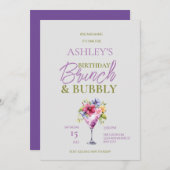 Brunch und Bubbly zum Geburtstag Einladung (Vorne/Hinten)