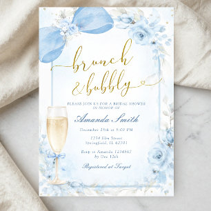 Brunch und Champagner Blaues Brautjungfern-Dusche Einladung