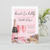 Brunch und Champagner-Brautparty Einladung (Stehend Vorderseite)