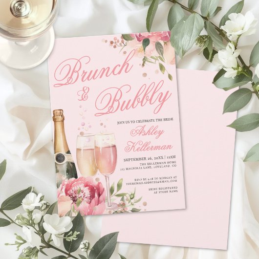Brunch und Champagner Brautparty Einladung