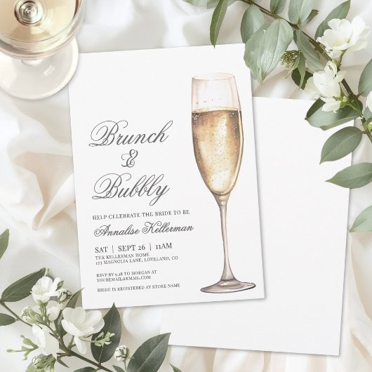 Brunch und Champagner Brautparty Einladung