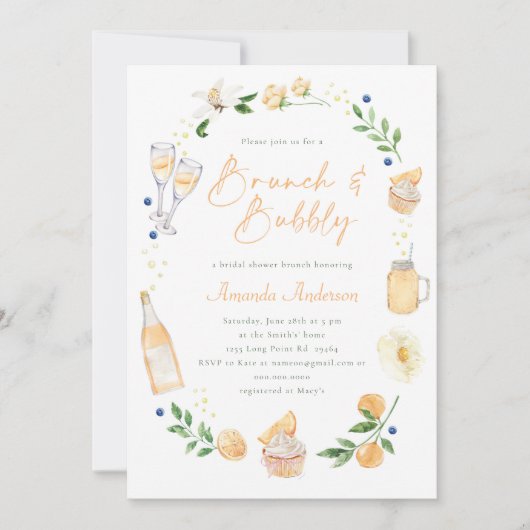 Brunch und Champagner Brautparty Party Einladung (Vorderseite)